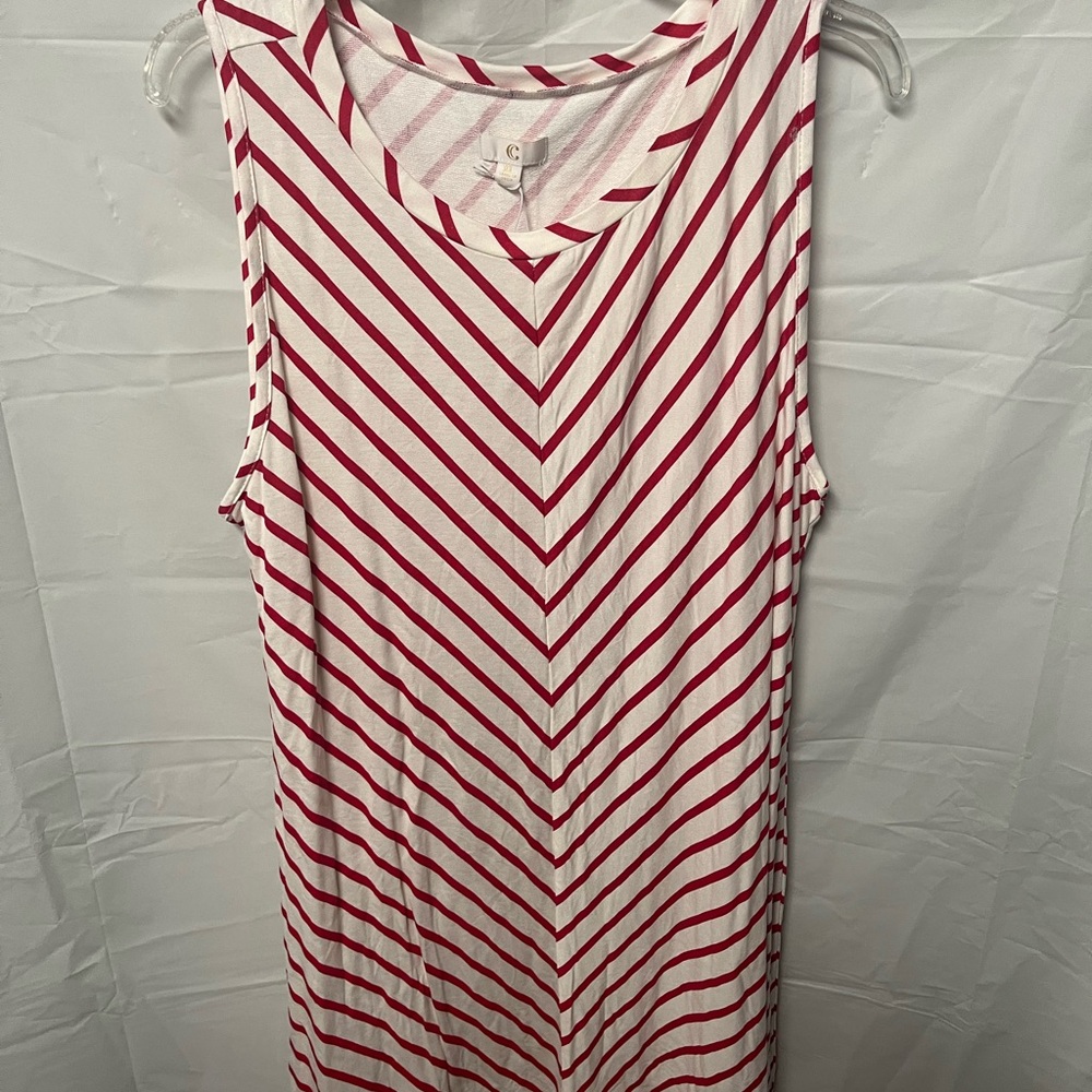 C Red and White Chevron Dress